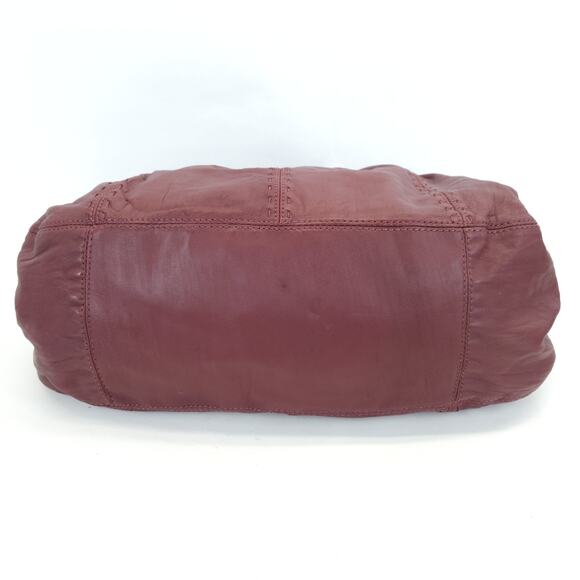 Adrienne Vittadini Hobo Bag Burgundy Leather Shoulder Slouchy Pocket Boho Y2K - Picture 5 of 14